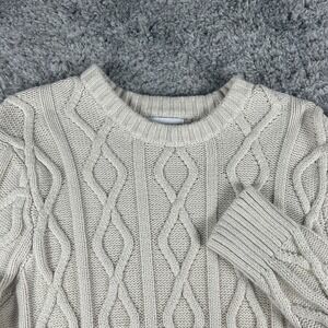 Goodfellow & Co Sweater Mens Medium Cream Cable Knit Crewneck Fisherman Pullover